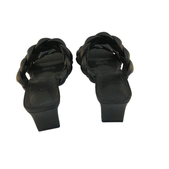 H&M Black Braided Women’s  size 8 Slip On Sandals Heels Dress Shoes - Picture 4 of 7